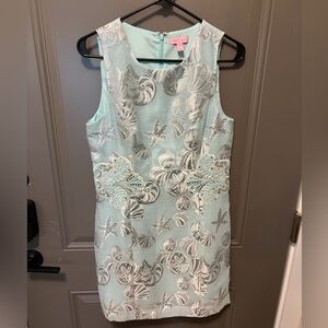 NWOT Lilly Pulitzer Mila Metallic Sea Salt Shift Dress